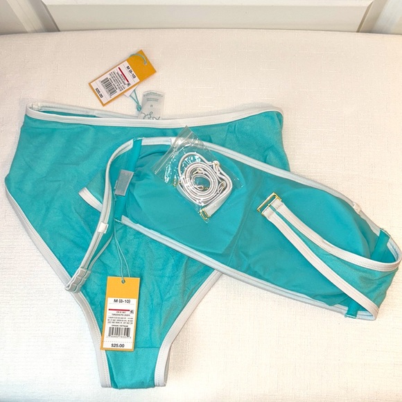NWT Kona Sol Women’s Bikini Teal & White - Picture 4 of 4